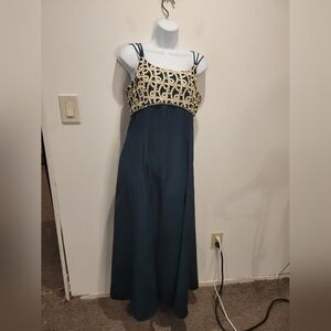 Vintage New Ruby Size M Green Formal Dress With Gold Embroided Bust Fairycore